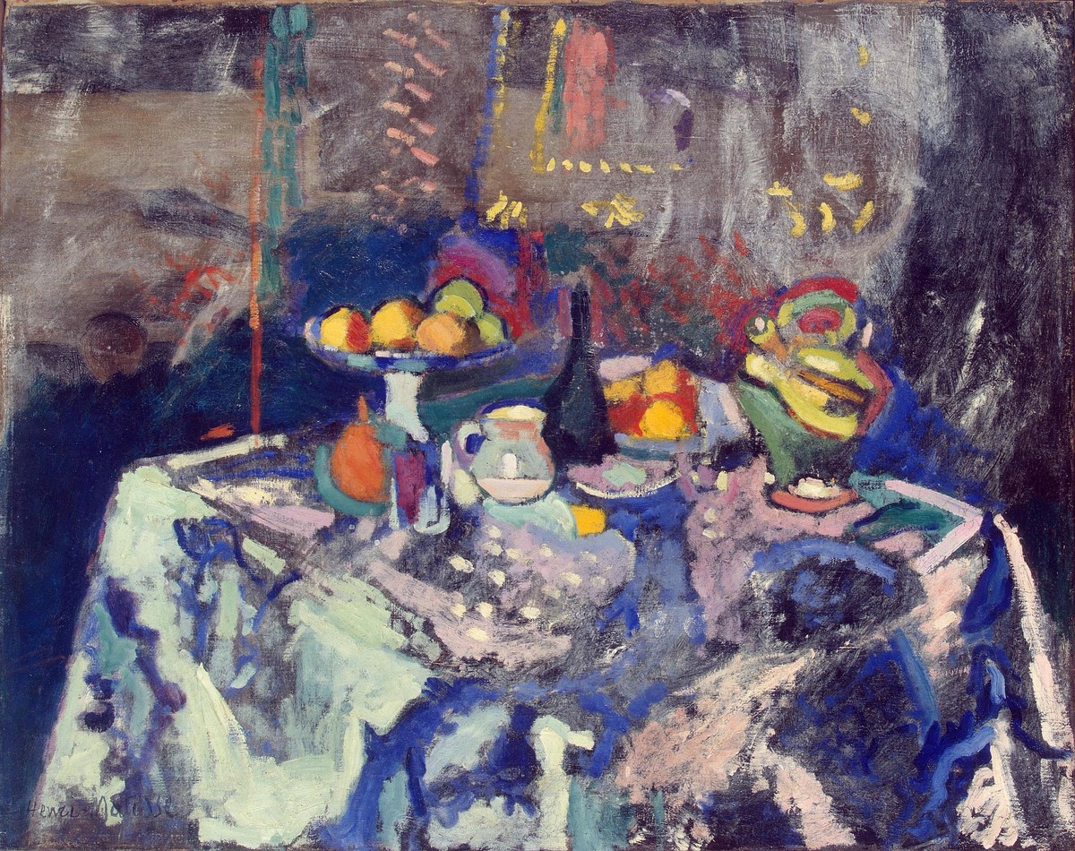 Vase, Bottle and Fruit by Henri Matisse