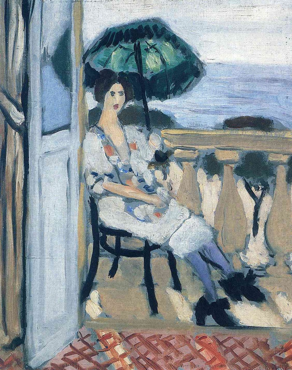 Woman holding umbrella by Henri Matisse
