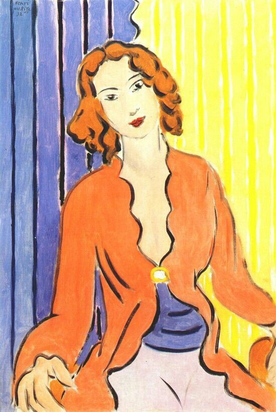 Woman In Blue and Yellow Background by Henri Matisse