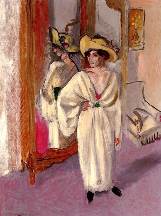 Woman in White in Front of a Mirror by Henri Matisse