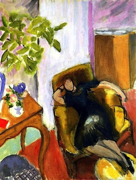 Young Girl in Black in Yellow Armchair by Henri Matisse