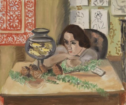 Young Woman Before An Aquarium by Henri Matisse