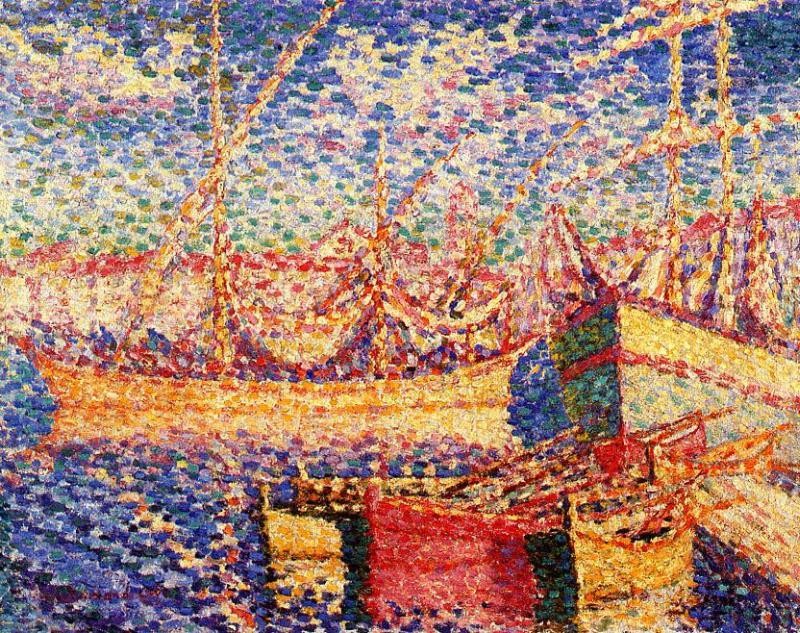 Boats in the Port of St. Tropez by Henri-Edmond Cross