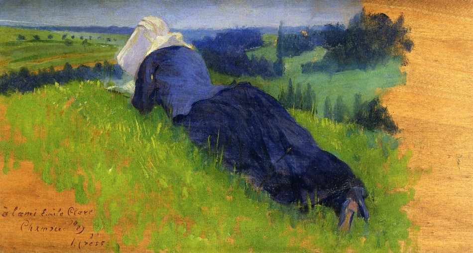 Peasant Woman Stretched out on the Grass by Henri-Edmond Cross