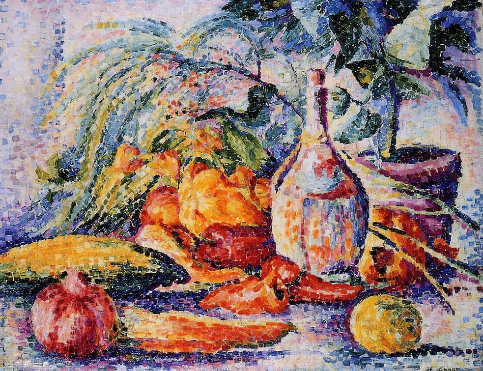Still Life with Bottle of Wine by Henri-Edmond Cross