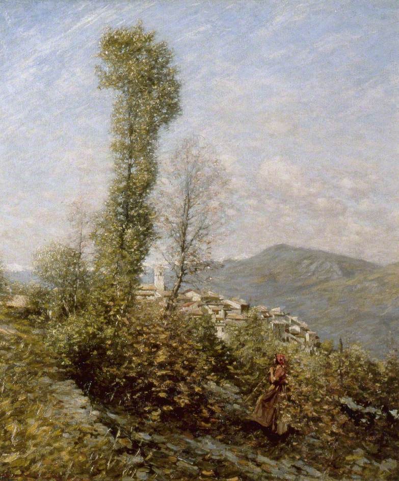A Hillside Village in Provence, France by Henry Herbert La Thangue