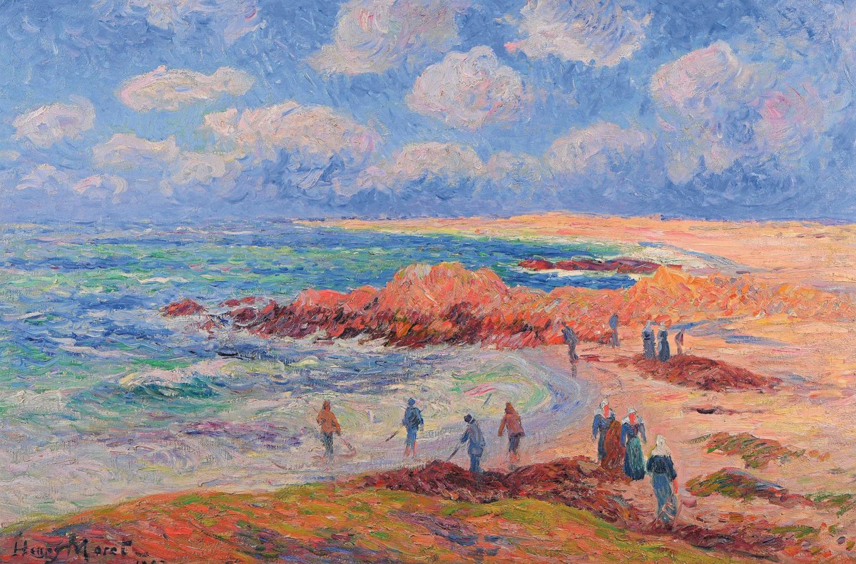 Le Ramassage du goémon sur la plage de Trévignon by Henry Moret