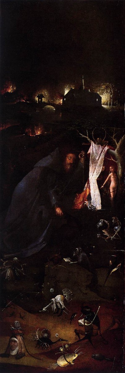 Hermit Saints Triptych (left panel) by Hieronymus Bosch