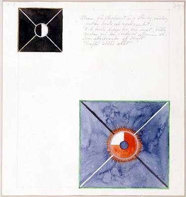 Atom Series, No. 8: Atom on the ether plane is in constant change between rest and activity. At the rest it pulls itself inwards. This affects the earthly atom as giving of force. by Hilma af Klint
