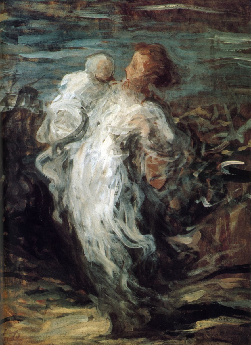 Mother with Child by Honore Daumier