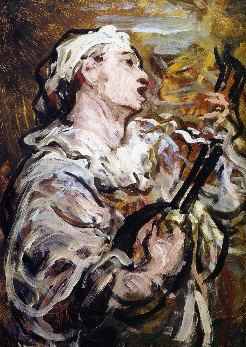 Pierrot with Guitar by Honore Daumier