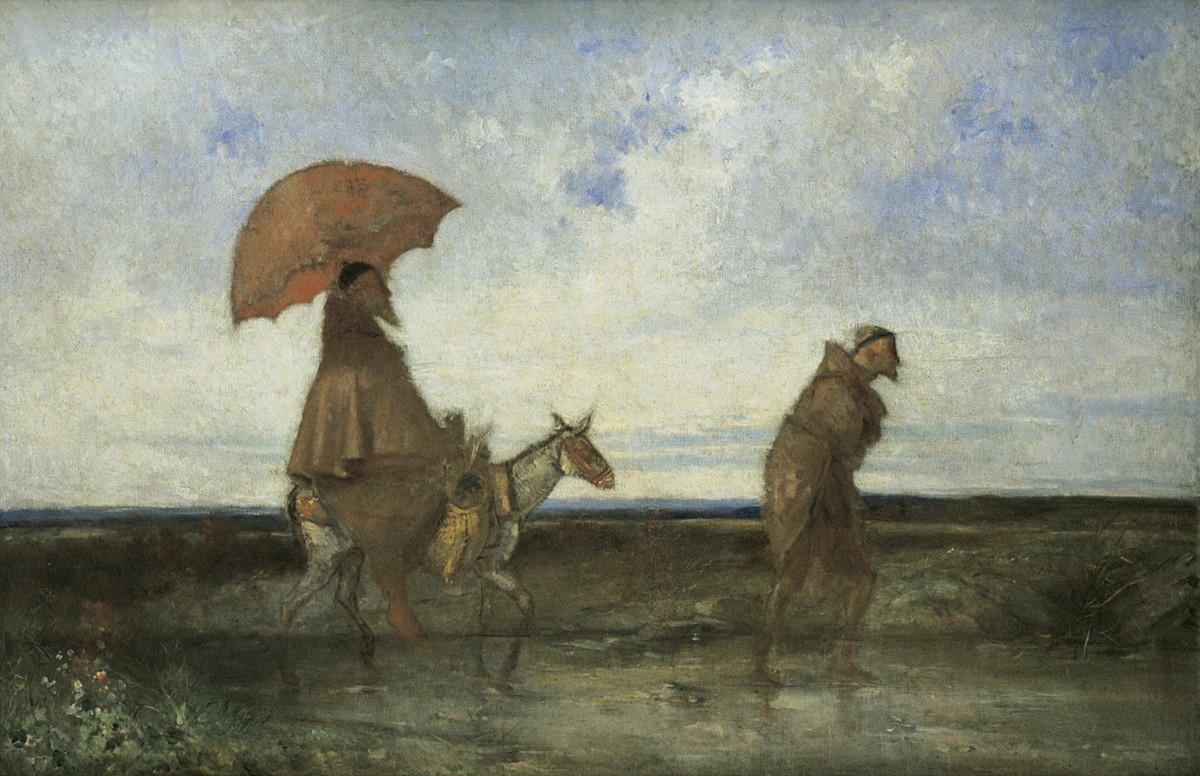 The Friars Crossing a Ford by Ignacio Merino