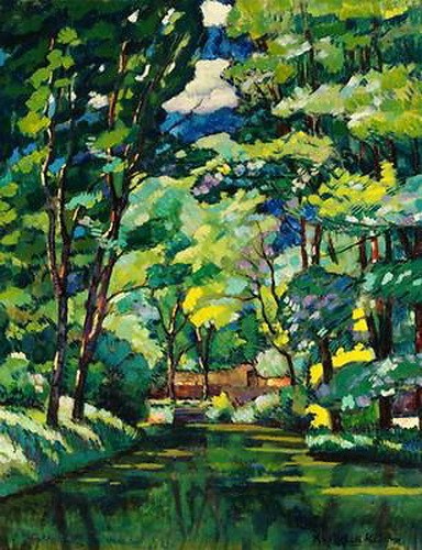 Landscape with a pond by Ilya Mashkov