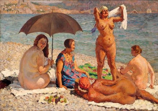 On the beach. Gurzuf by Ilya Mashkov