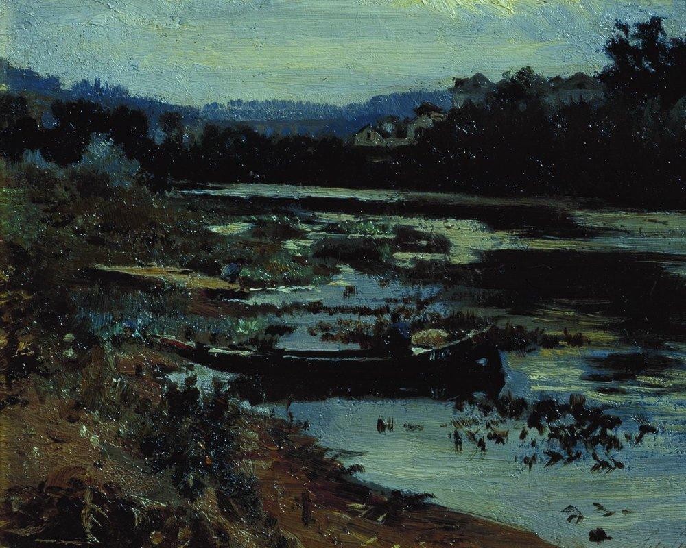 Landscape with boat by Ilya Repin