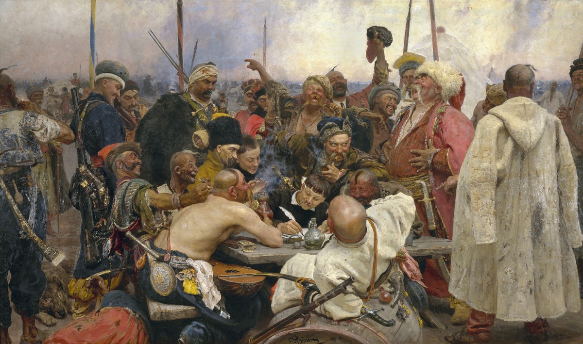 The Reply of the Zaporozhian Cossacks to Sultan Mehmed IV by Ilya Repin