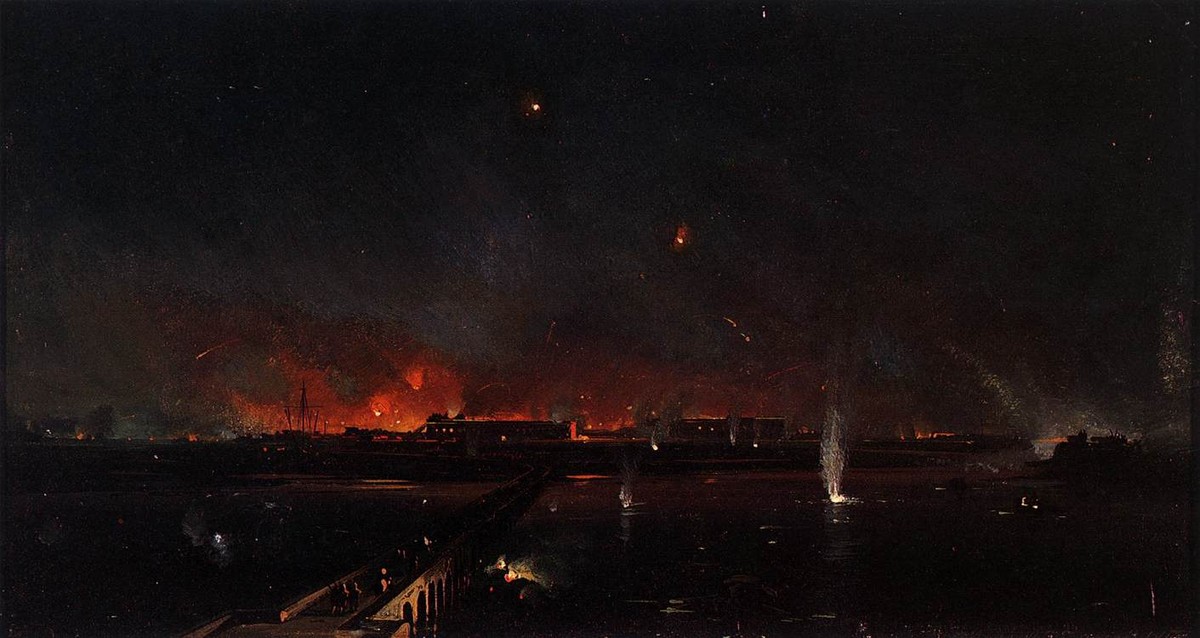 Bombardment of Marghera Made by the Austrian Army on the Night of May 24, 1849 by Ippolito Caffi