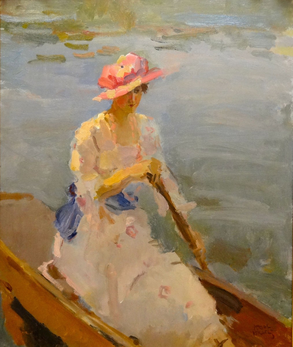 Young woman rowing on the Thames by Isaac Israels