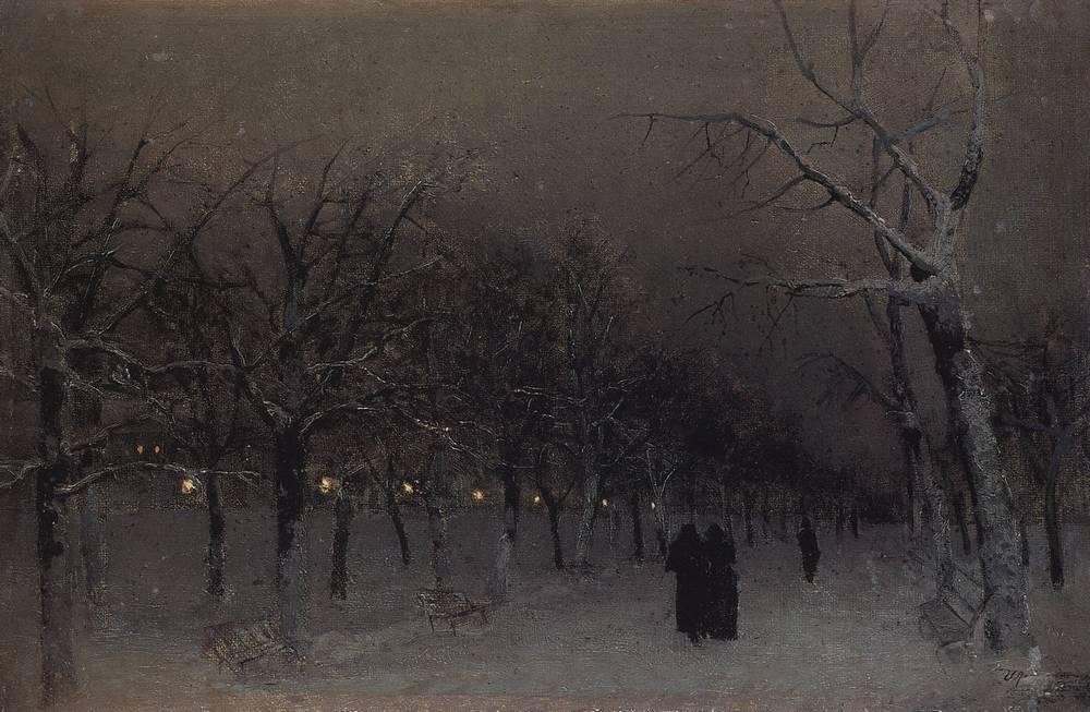 Boulevard in the evening. by Isaac Levitan