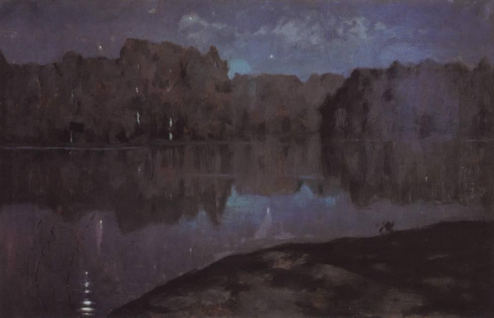 Night. Riverbank. by Isaac Levitan