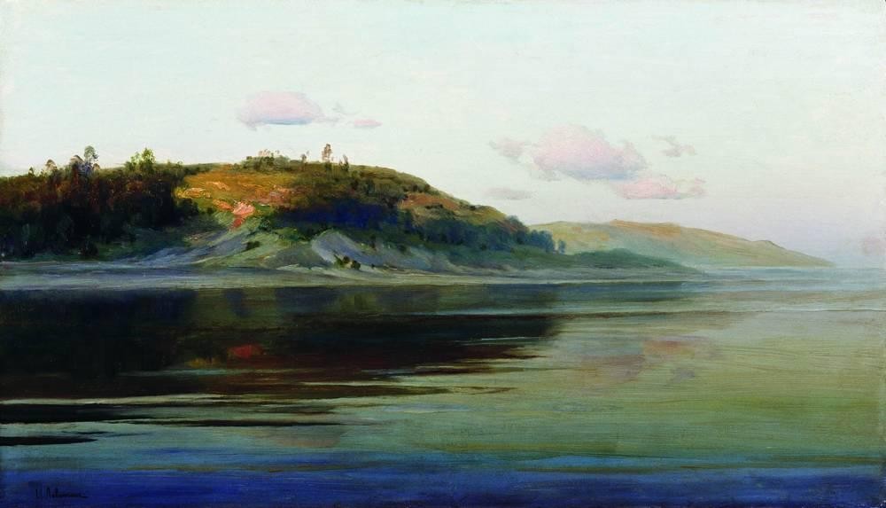 Summer evening. River. by Isaac Levitan