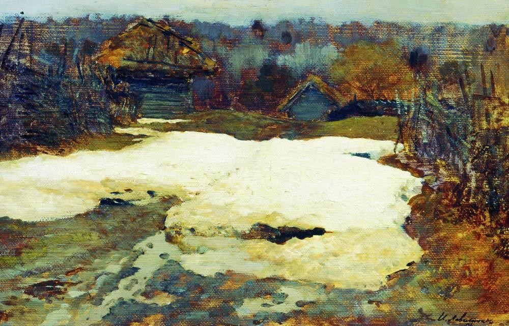 The Last Snow. Village Savvinskaya. by Isaac Levitan