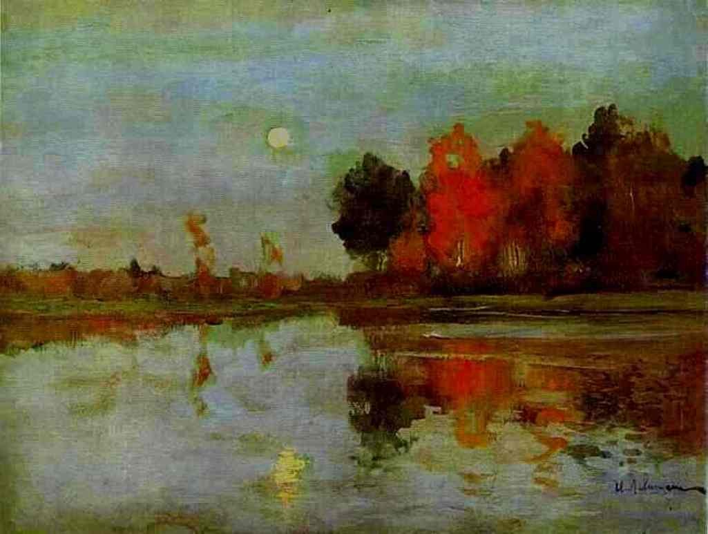 The Twilight. Moon. by Isaac Levitan