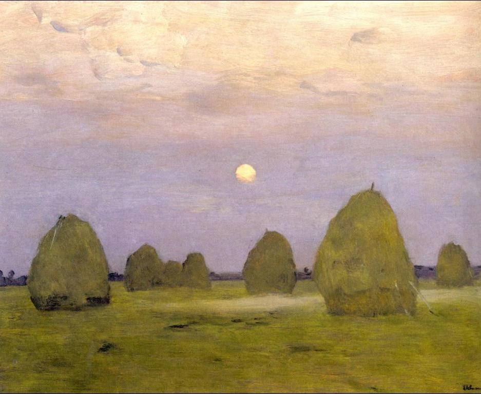Twilight. Haystacks by Isaac Levitan
