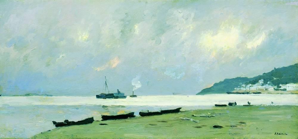 Yurievets. Gloomy Day on the Volga. by Isaac Levitan