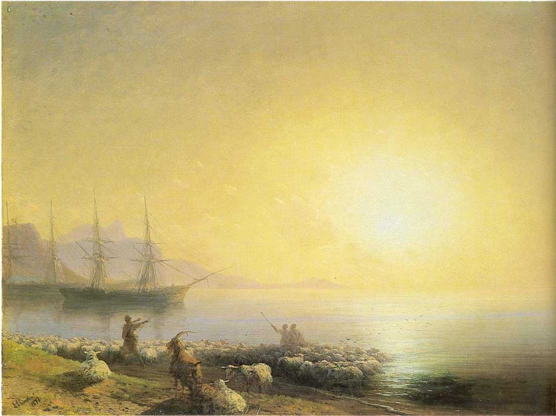 Bathing of a sheeps by Ivan Aivazovsky