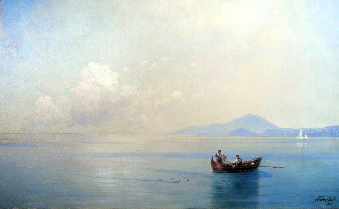 Calm Sea. Landscape with fishermen by Ivan Aivazovsky