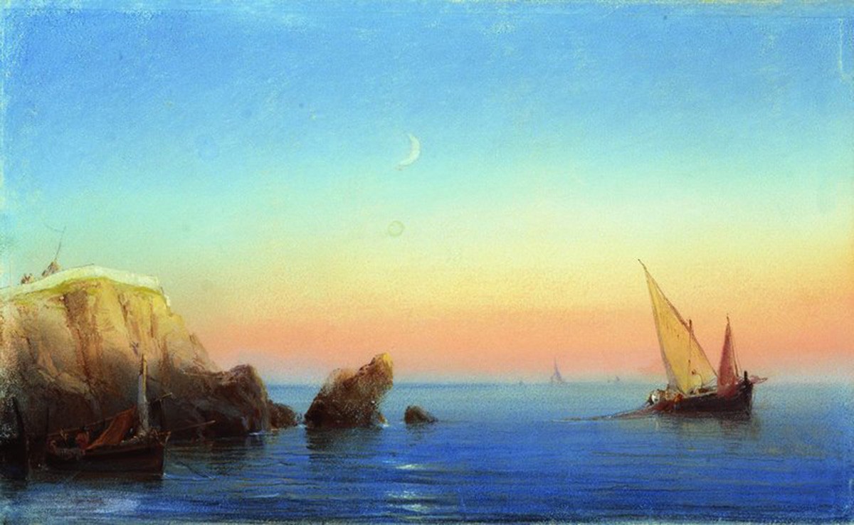 Calm sea. Rocky coast by Ivan Aivazovsky