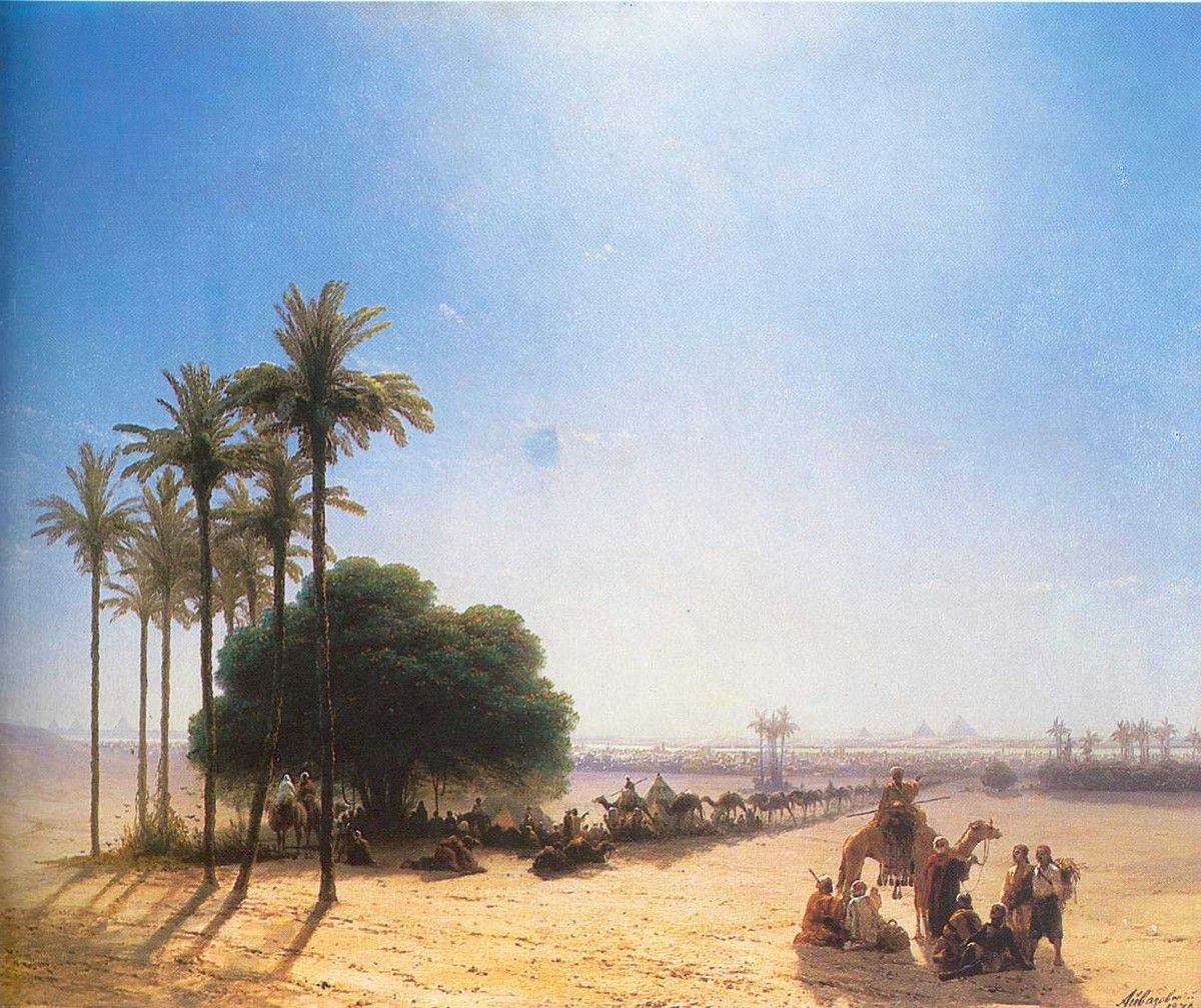 Caravan in the oasis. Egypt by Ivan Aivazovsky