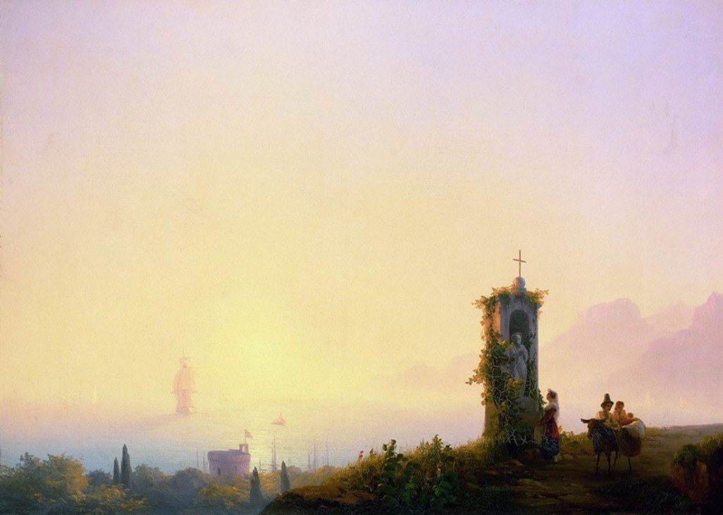 Chapel on seashore by Ivan Aivazovsky
