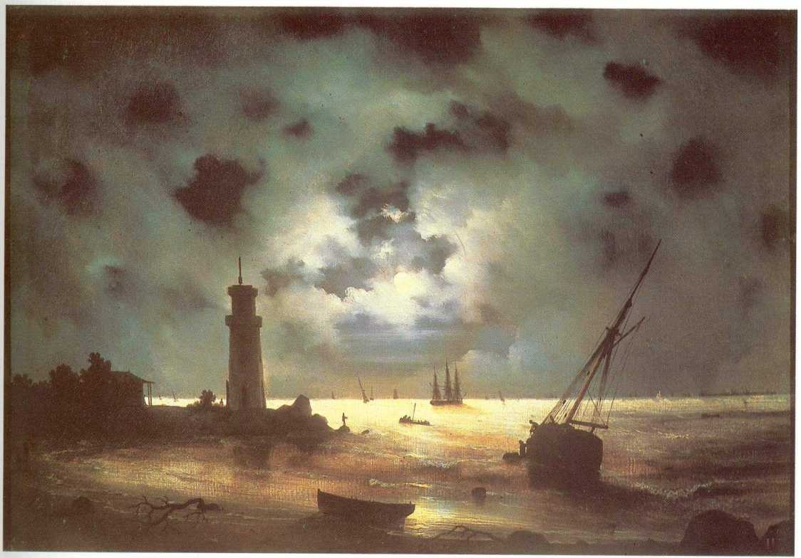Coast of sea at night by Ivan Aivazovsky