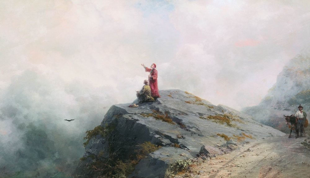 Dante shows the artist in the unusual clouds by Ivan Aivazovsky