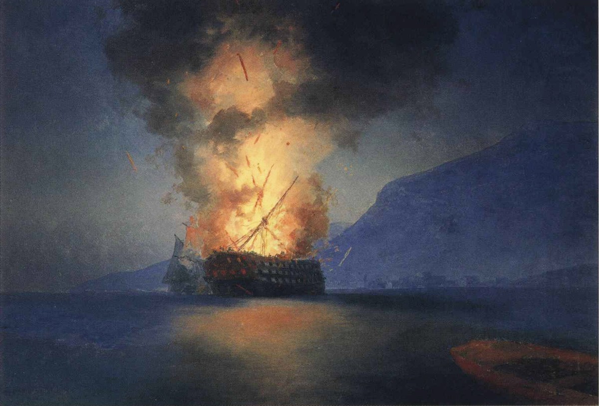 Exploding Ship by Ivan Aivazovsky