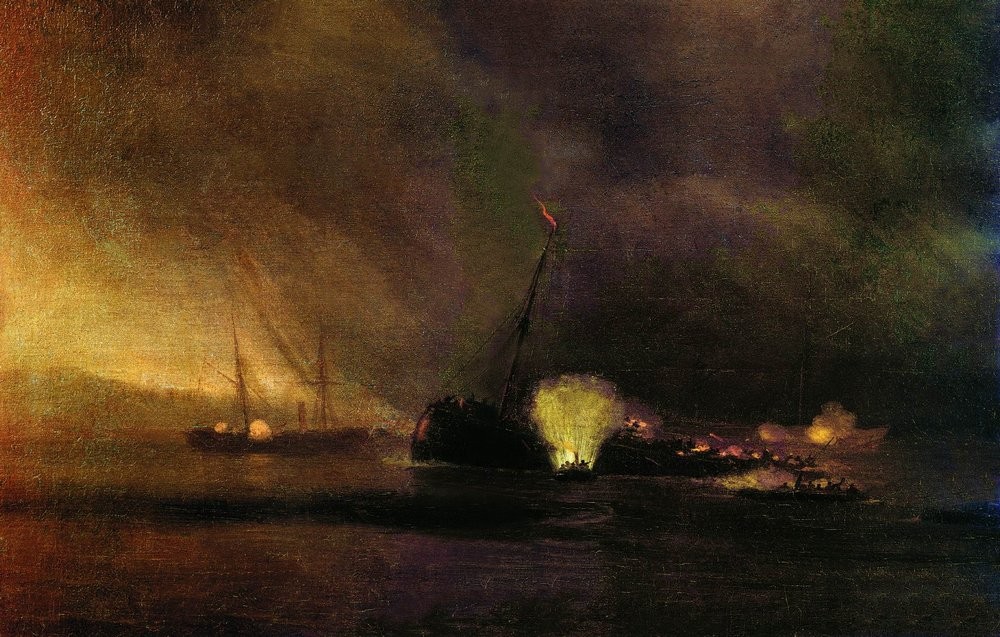 Explosion of the Three-masted Steamship in Sulin on 27 September 1877 by Ivan Aivazovsky
