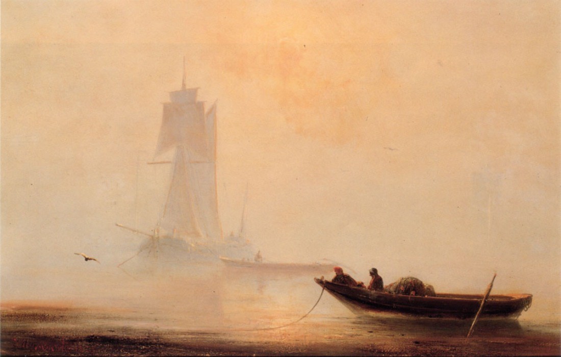 Fishing Boats In A Harbor by Ivan Aivazovsky