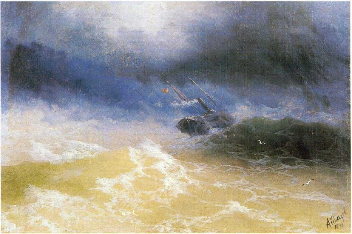 Hurricane on a sea by Ivan Aivazovsky