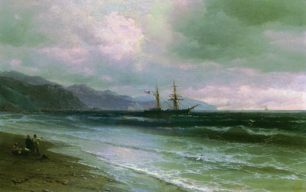 Landscape with a schooner by Ivan Aivazovsky