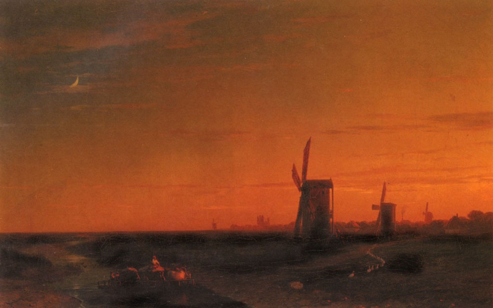 Landscape With Windmills by Ivan Aivazovsky