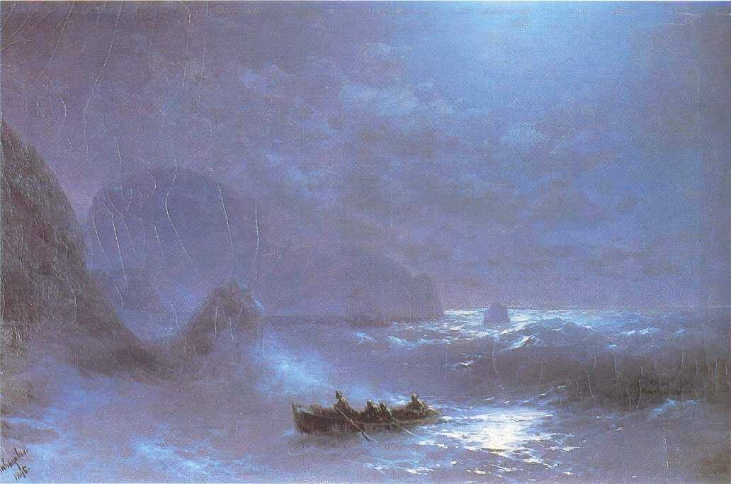 Lunar night on a sea by Ivan Aivazovsky