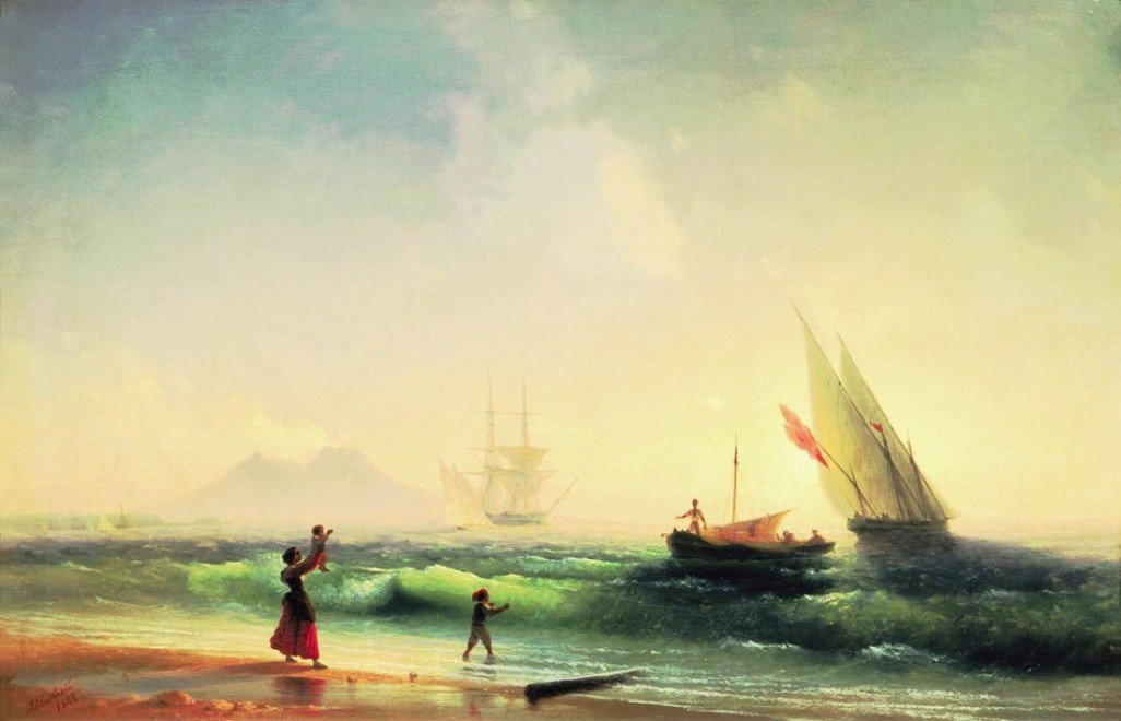 Meeting of a fishermen on coast of the bay of Naples by Ivan Aivazovsky
