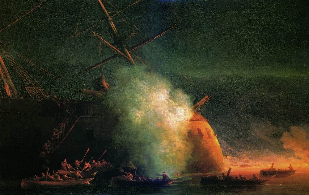 Mine attack by Ivan Aivazovsky