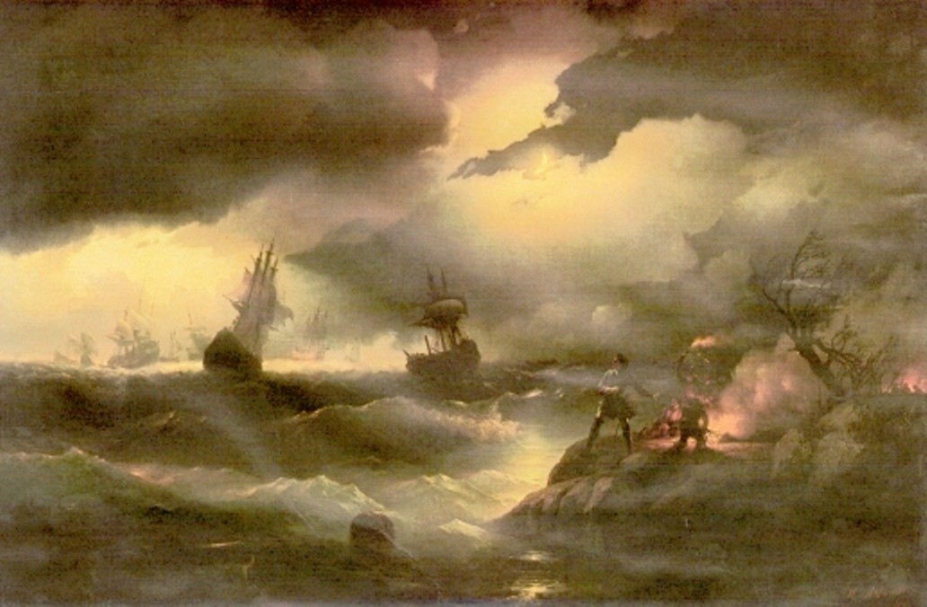 Peter the First to light out a watch fire by Ivan Aivazovsky