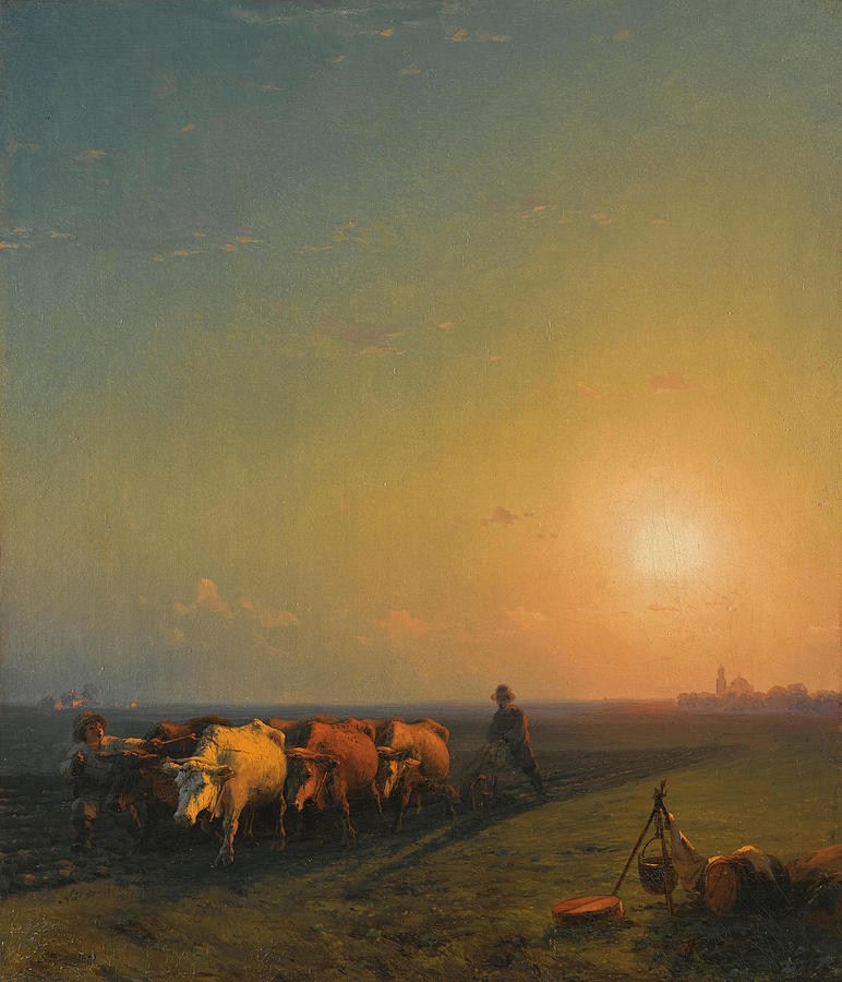 Ploughing the Fields Crimea by Ivan Aivazovsky