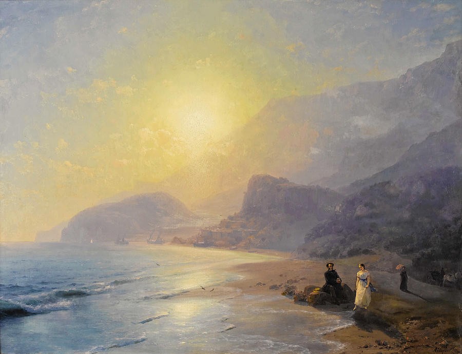 Pushkin at the Waters Edge by Ivan Aivazovsky