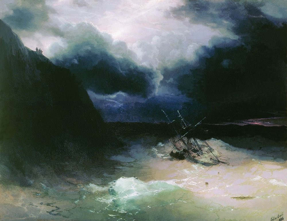 Sailing in a storm by Ivan Aivazovsky