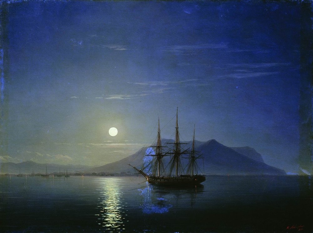 Sailing off the coast of the Crimea in the moonlit night by Ivan Aivazovsky